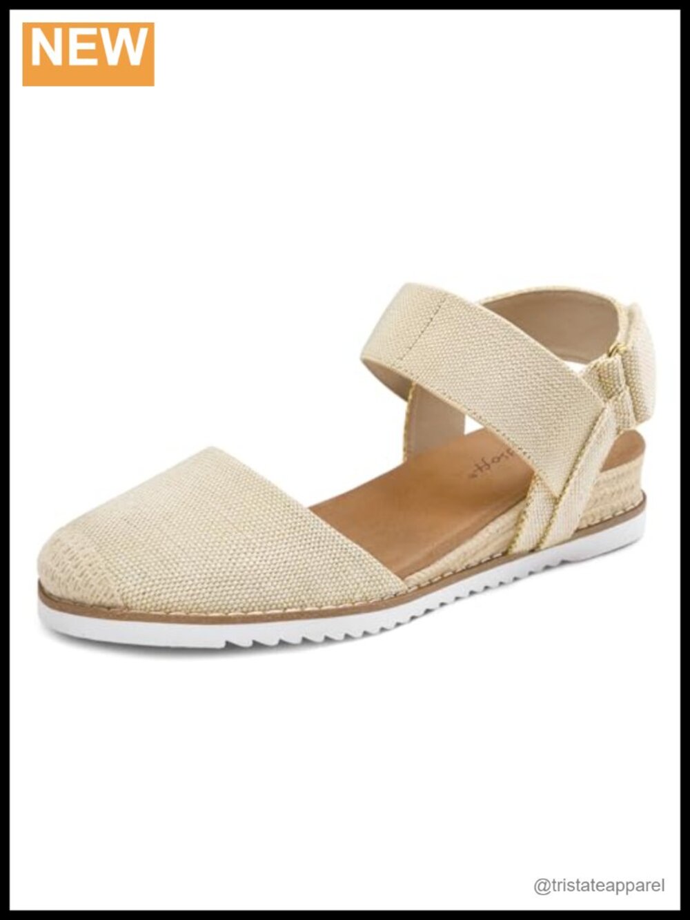 Low Wedge Sandals Comfortable Closed Toe Slip On Elastic Ankle Strap